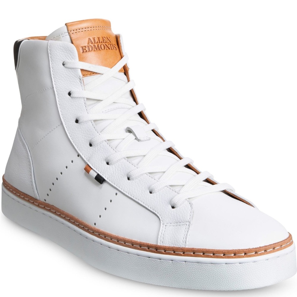 NEW Allen Edmonds "ALPHA" Lace-Up  High-Top Casual Sneakers White With Box